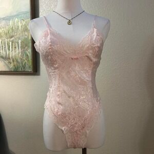 Y2K Pink Lace Bodysuit Lingerie Teddy - Size XS/S